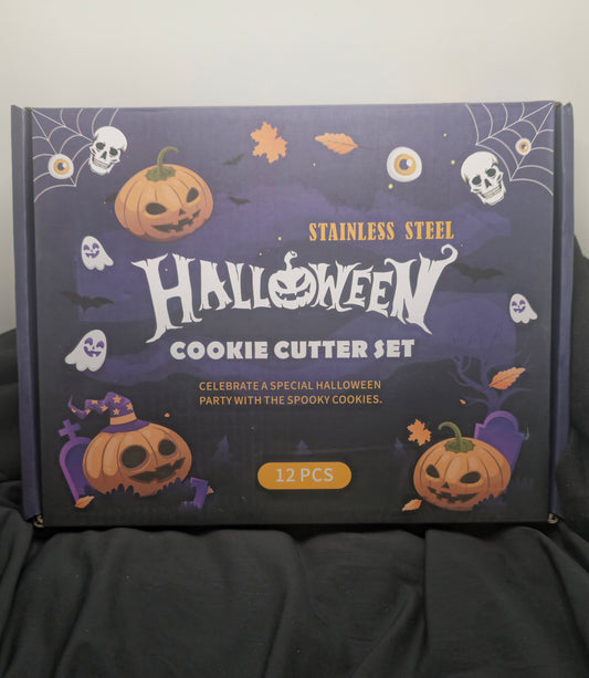 12-Piece Stainless Steel Halloween Cookie Cutter Set – Spooky Baking Shapes
