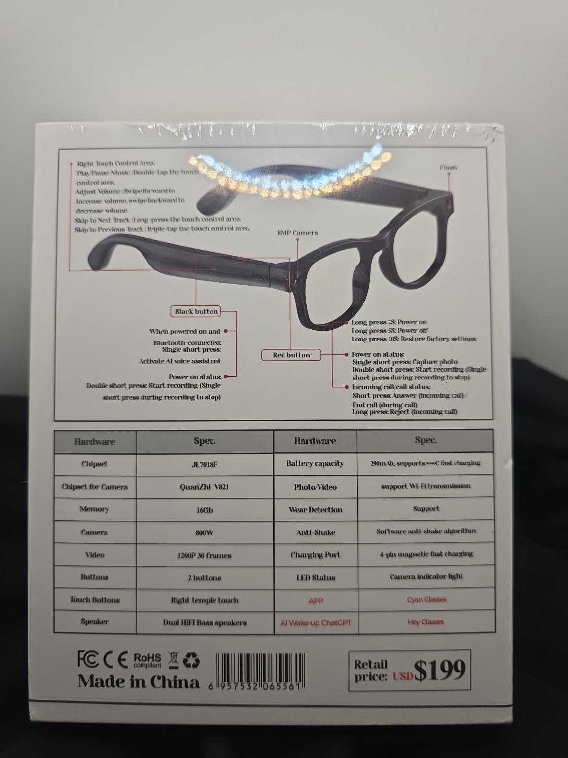 AI Smart Glasses with Camera, Wi-Fi, ChatGPT & Multi-Function Lenses