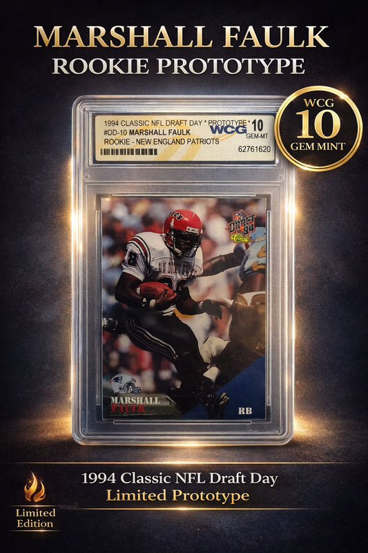1994 Marshall Faulk Rookie Prototype #DD-10 – WCG 10 Gem Mint – Limited Draft Day Edition