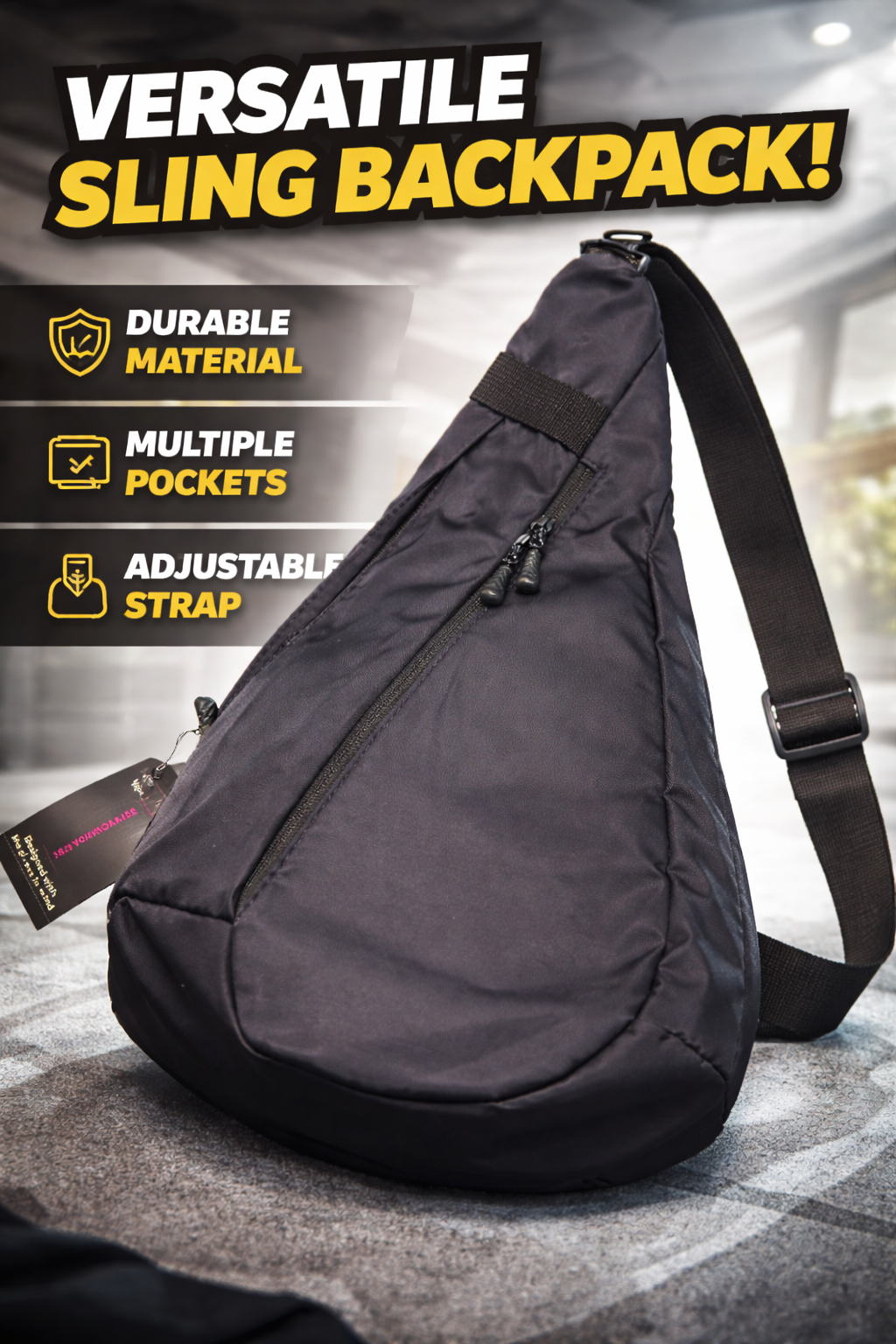 No Boundaries Black Crossbody Sling Bag – Lightweight Everyday Carry