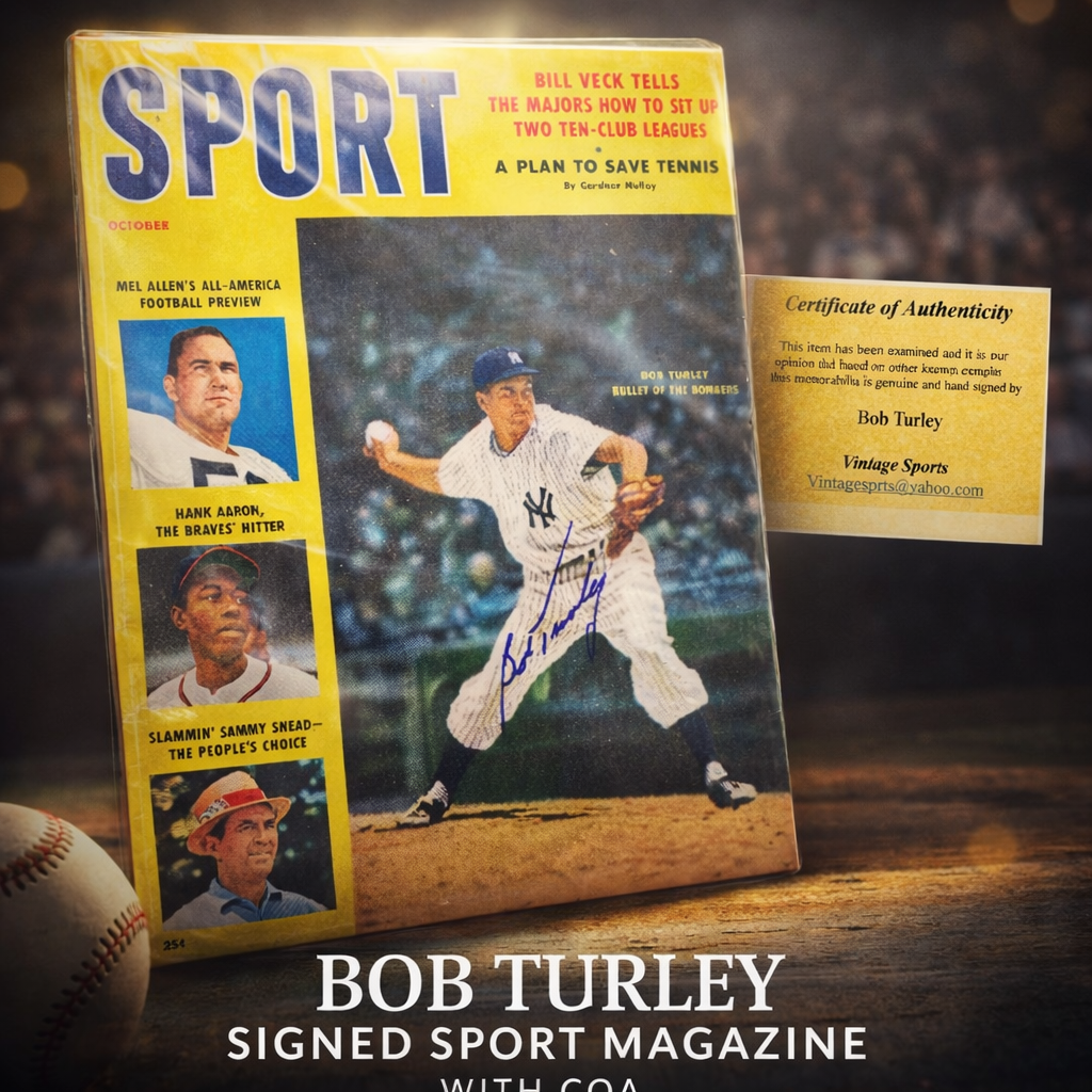 Bob Turley Autographed Vintage SPORT Magazine (October Issue)
New York Yankees – Hand Signed with Certificate of Authenticity